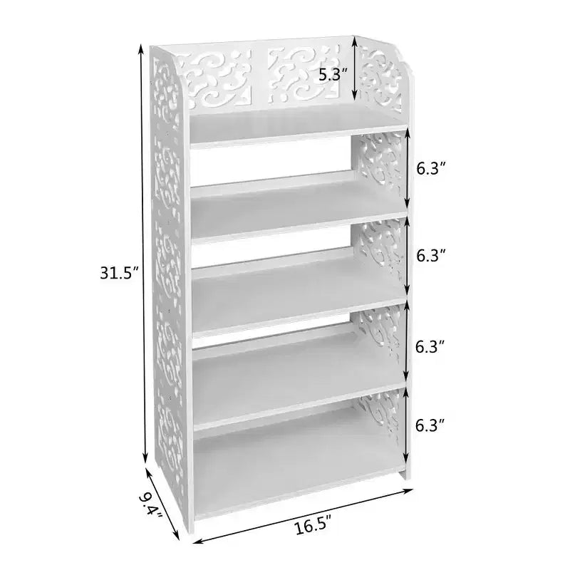 Scarpiera autoportante a 5 livelli in PVC (cloruro di polivinile) bianco, larghezza 42 cm