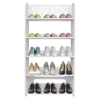 Scarpiera autoportante a 5 livelli in PVC (cloruro di polivinile) bianco, larghezza 42 cm