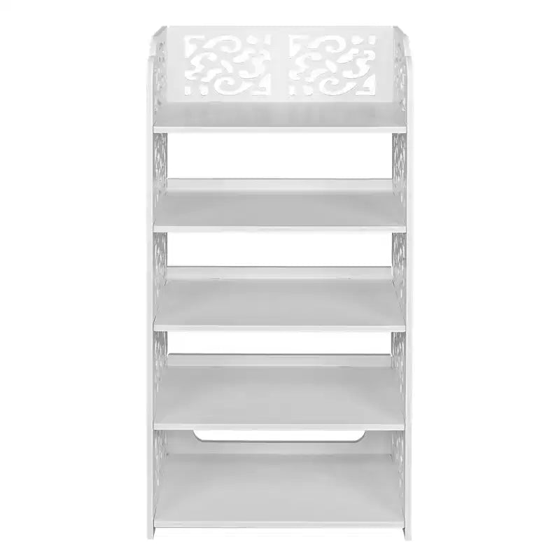 Scarpiera autoportante a 5 livelli in PVC (cloruro di polivinile) bianco, larghezza 42 cm