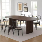 Tavolo da pranzo ovale in legno 79 x 33,5 Tavolo da cucina ovale in legno con piano antigraffio e gambe a strisce Tavolo moderno in stile rustico per soggiorno cucina Noce