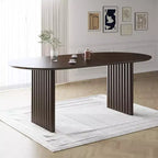 Tavolo da pranzo ovale in legno 79 x 33,5 Tavolo da cucina ovale in legno con piano antigraffio e gambe a strisce Tavolo moderno in stile rustico per soggiorno cucina Noce