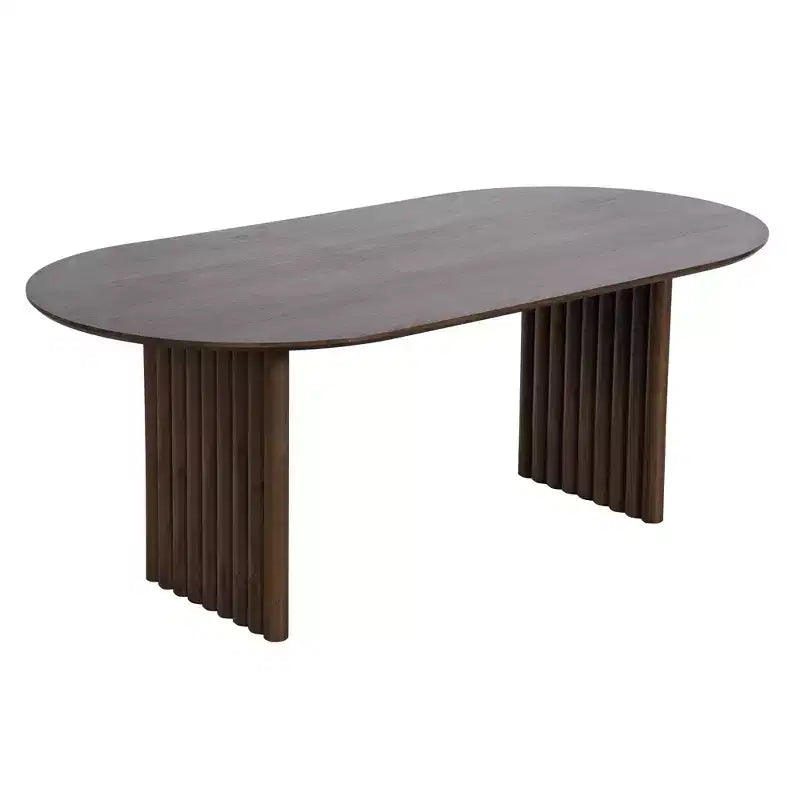 Tavolo da pranzo ovale in legno 79 x 33,5 Tavolo da cucina ovale in legno con piano antigraffio e gambe a strisce Tavolo moderno in stile rustico per soggiorno cucina Noce