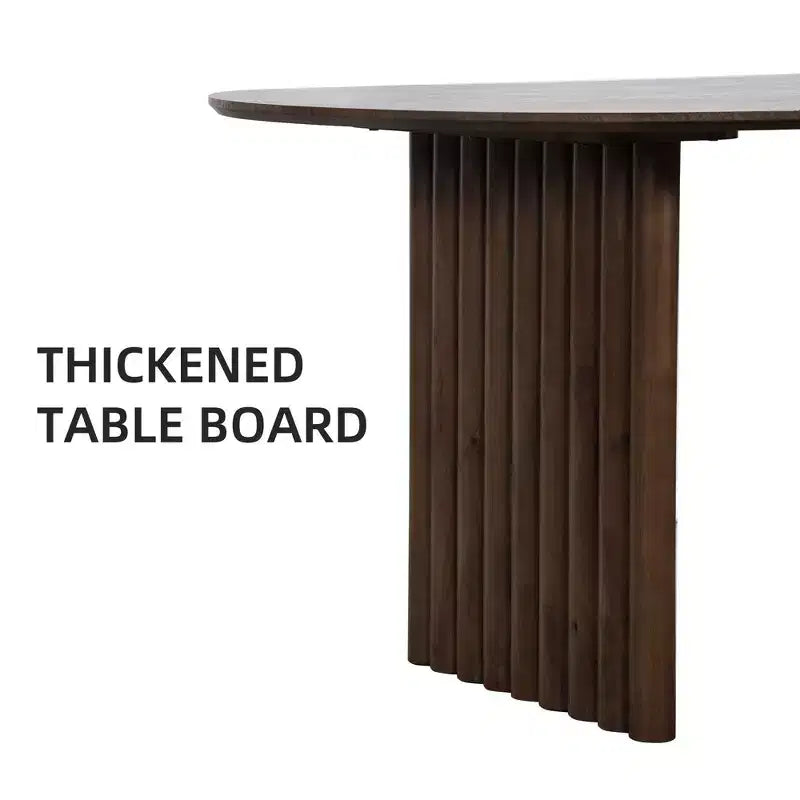 Tavolo da pranzo ovale in legno 79 x 33,5 Tavolo da cucina ovale in legno con piano antigraffio e gambe a strisce Tavolo moderno in stile rustico per soggiorno cucina Noce