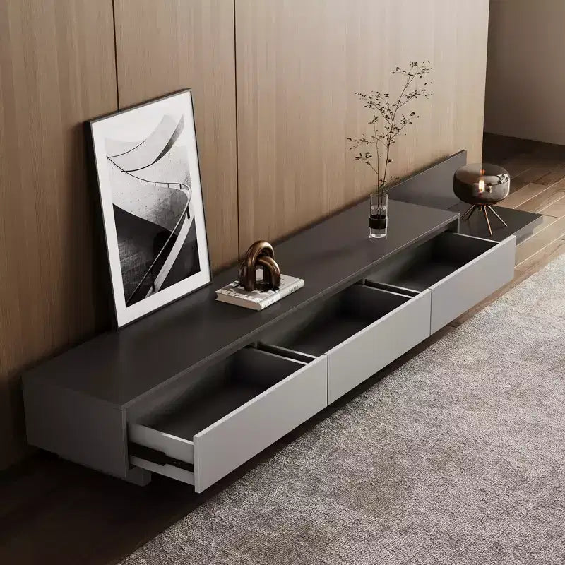Mobile TV espandibile Mid-Century Modern 78.7, con una larghezza massima di 141.7, con 3 cassetti contenitore