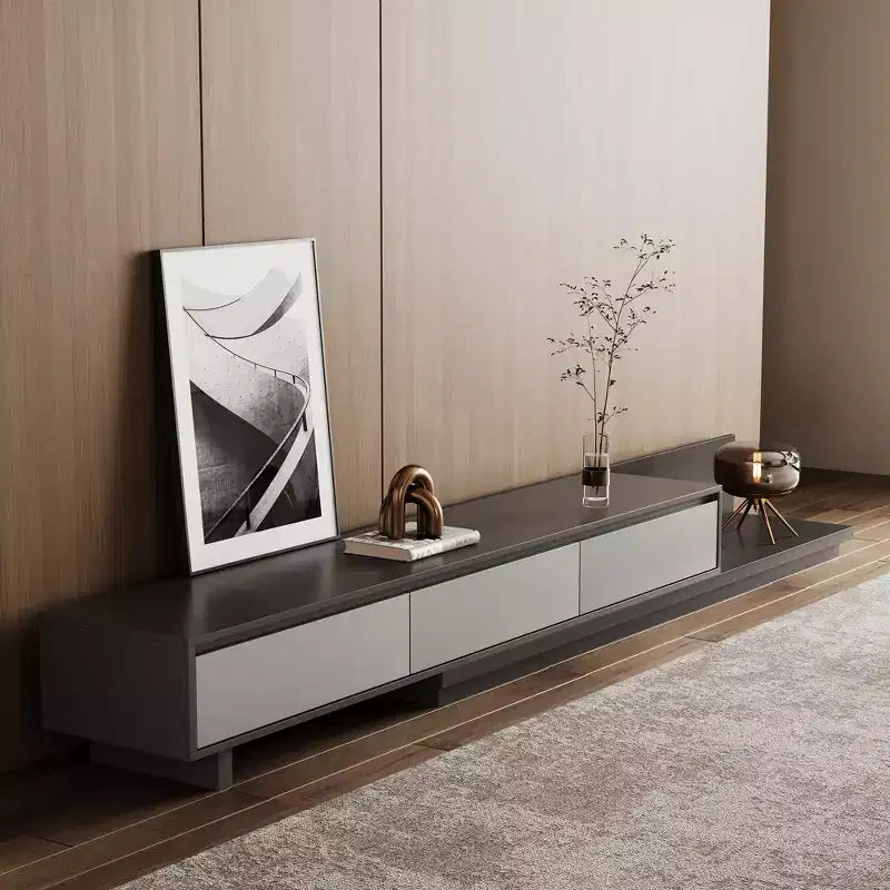 Mobile TV espandibile Mid-Century Modern 78.7, con una larghezza massima di 141.7, con 3 cassetti contenitore