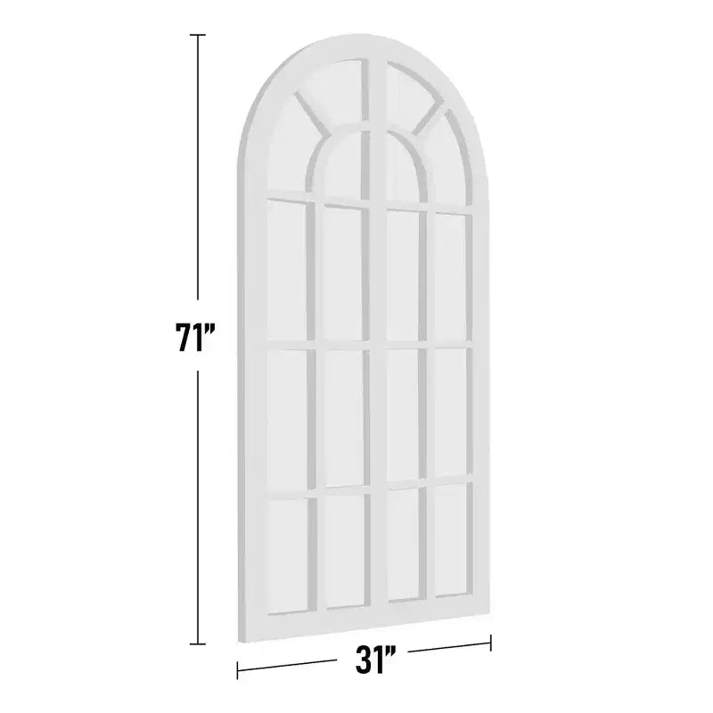 Specchio a figura intera Griglia in legno massello ad angolo retto ad arco 71x31x1 pollici Apribile Senza Supporto