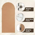 Specchio a figura intera Griglia in legno massello ad angolo retto ad arco 71x31x1 pollici Apribile Senza Supporto