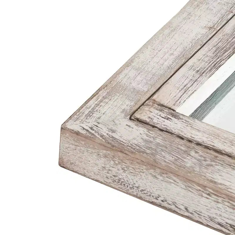 Specchio a figura intera Griglia in legno massello ad angolo retto ad arco 71x31x1 pollici Apribile Senza Supporto