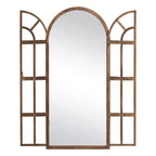 Specchio a figura intera Griglia in legno massello ad angolo retto ad arco 71x31x1 pollici Apribile Senza Supporto
