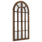 Specchio a figura intera Griglia in legno massello ad angolo retto ad arco 71x31x1 pollici Apribile Senza Supporto