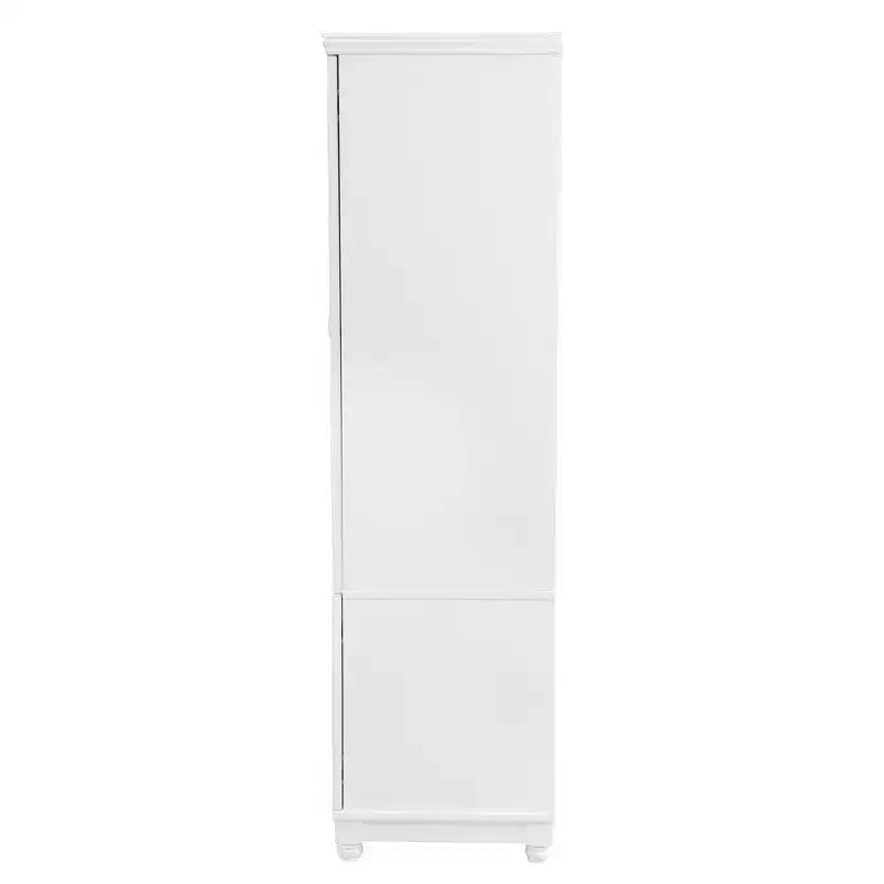 Armadio in legno bianco da 156 cm con 2 cassetti, asta appendiabiti e ripiani