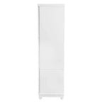 Armadio in legno bianco da 156 cm con 2 cassetti, asta appendiabiti e ripiani
