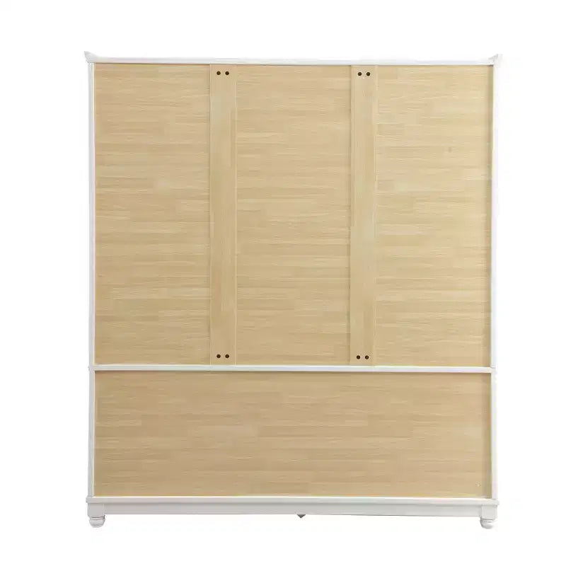 Armadio in legno bianco da 156 cm con 2 cassetti, asta appendiabiti e ripiani