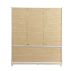 Armadio in legno bianco da 156 cm con 2 cassetti, asta appendiabiti e ripiani