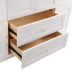 Armadio in legno bianco da 156 cm con 2 cassetti, asta appendiabiti e ripiani