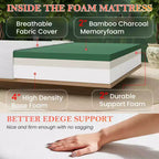 Materasso da 8 pollici in memory foam di carbone di bambù, rigidità media, certificato CertiPUR-US