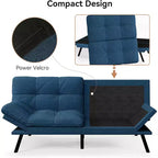 Divano Letto Futon 71", Accogliente Divanetto Trasformabile, Divano in Tessuto Lino con Schienale e Braccioli Regolabili per Soggiorno, Camera degli Ospiti - Grigio Chiaro