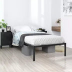 Struttura letto matrimoniale in metallo con doghe in metallo, base materasso a piattaforma resistente con contenitore sotto il letto, supporto antiscivolo, nero