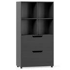 51 Scaffale a 5 livelli e 4 cubi con 2 cassetti per soggiorno, studio, ufficio, bianco/nero/grigio/naturale
