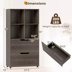 51 Scaffale a 5 livelli e 4 cubi con 2 cassetti per soggiorno, studio, ufficio, bianco/nero/grigio/naturale