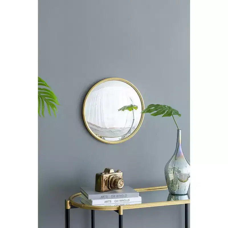 MAYEERTY D15 Round Mirror, Circle Mirror with Iron Frame for Living Room Bedroom Vanity Entryway Hallway, Gold