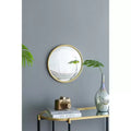 MAYEERTY D15 Round Mirror, Circle Mirror with Iron Frame for Living Room Bedroom Vanity Entryway Hallway, Gold