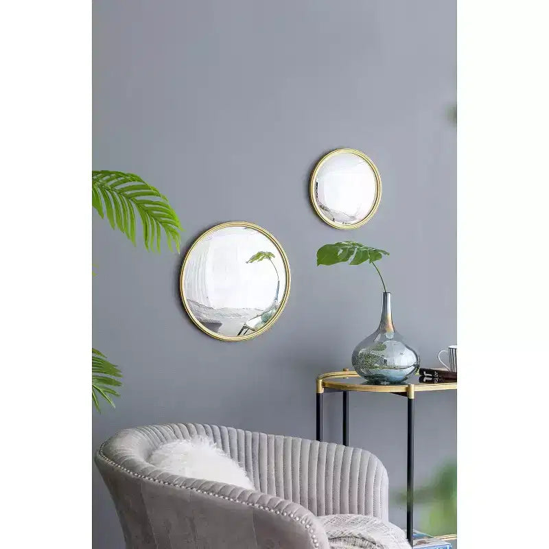 Specchio rotondo D15, specchio circolare con cornice in ferro per soggiorno, camera da letto, toeletta, ingresso, corridoio, oro
