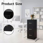 Classificatore a 3 cassetti con serratura, schedario verticale per ufficio per documenti in formato Lettera/Legale, organizer per archivio, nero