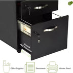 Classificatore a 3 cassetti con serratura, schedario verticale per ufficio per documenti in formato Lettera/Legale, organizer per archivio, nero