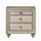 Comodino, 2 Cassetti, Vassoio Estraibile, Legno 27 Pollici, Velluto Beige