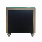 Comodino, 2 Cassetti, Vassoio Estraibile, Legno 27 Pollici, Velluto Beige