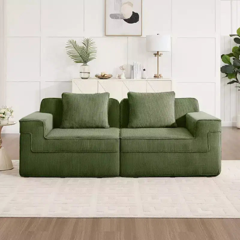 Divano modulare componibile di piccole dimensioni, divanetto in velluto a coste con seduta profonda, divano componibile moderno "Cloud" per soggiorno, camera da letto o appartamento