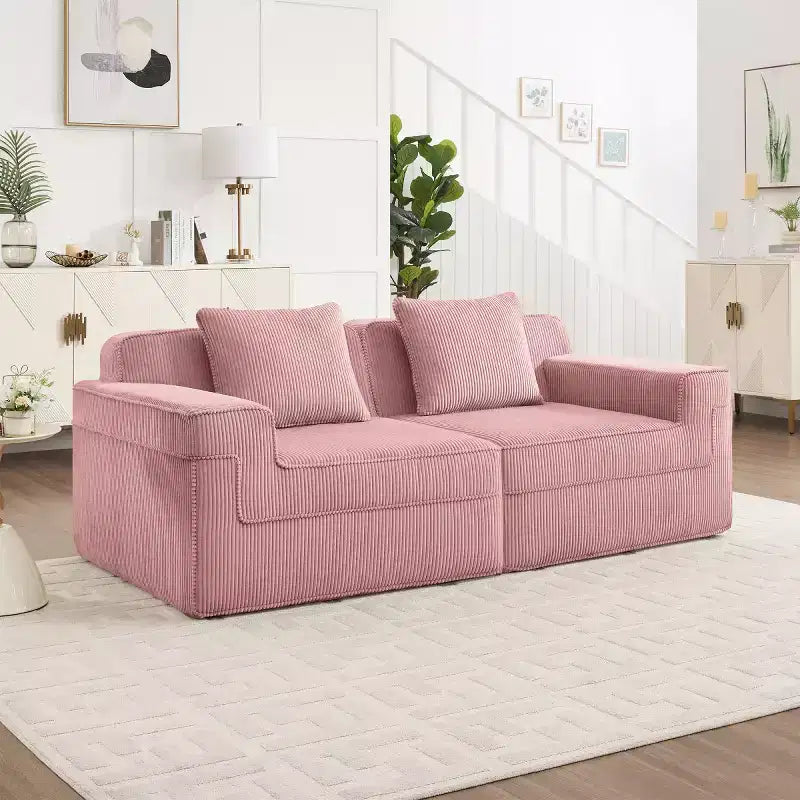 Divano modulare componibile di piccole dimensioni, divanetto in velluto a coste con seduta profonda, divano componibile moderno "Cloud" per soggiorno, camera da letto o appartamento