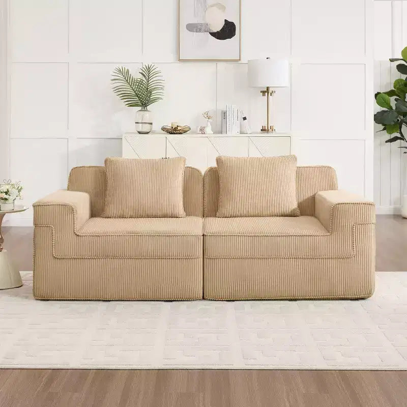 Divano modulare componibile di piccole dimensioni, divanetto in velluto a coste con seduta profonda, divano componibile moderno "Cloud" per soggiorno, camera da letto o appartamento