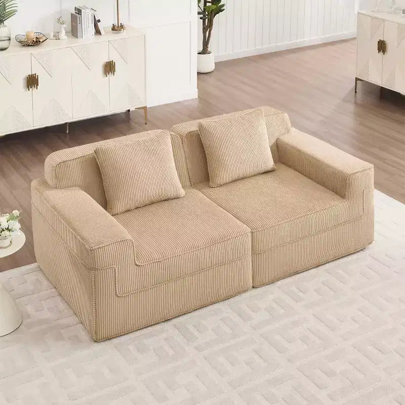 Divano modulare componibile di piccole dimensioni, divanetto in velluto a coste con seduta profonda, divano componibile moderno "Cloud" per soggiorno, camera da letto o appartamento
