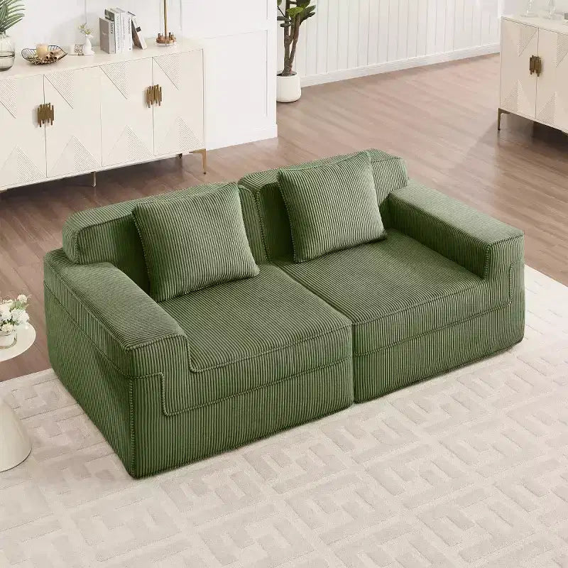 Divano modulare componibile di piccole dimensioni, divanetto in velluto a coste con seduta profonda, divano componibile moderno "Cloud" per soggiorno, camera da letto o appartamento