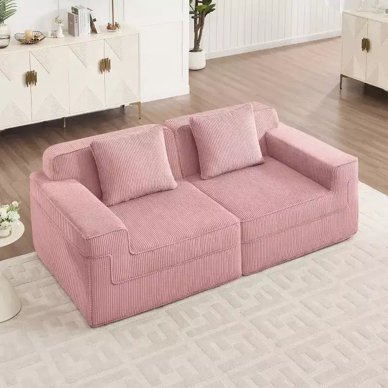 Divano modulare componibile di piccole dimensioni, divanetto in velluto a coste con seduta profonda, divano componibile moderno "Cloud" per soggiorno, camera da letto o appartamento