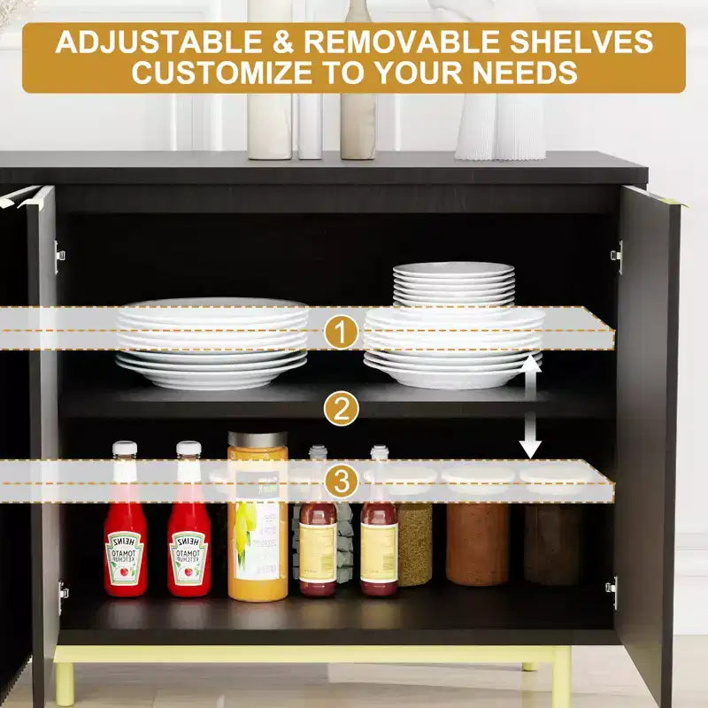 Mobile TV scanalato da 58 pollici per TV da 65 pollici, Consolle multimediale moderna con contenitore, Centro di intrattenimento per soggiorno