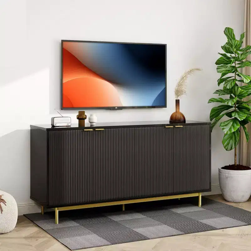 Dyonery 58 Fluted TV Stand for 65 Inch TV, Modern Media Console with Storage, Living Room Entertainment Center